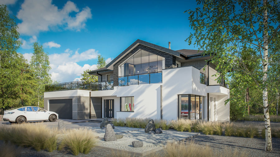Proiect Casă  – Randare 3D Fațadă Principală | arhi-MAG