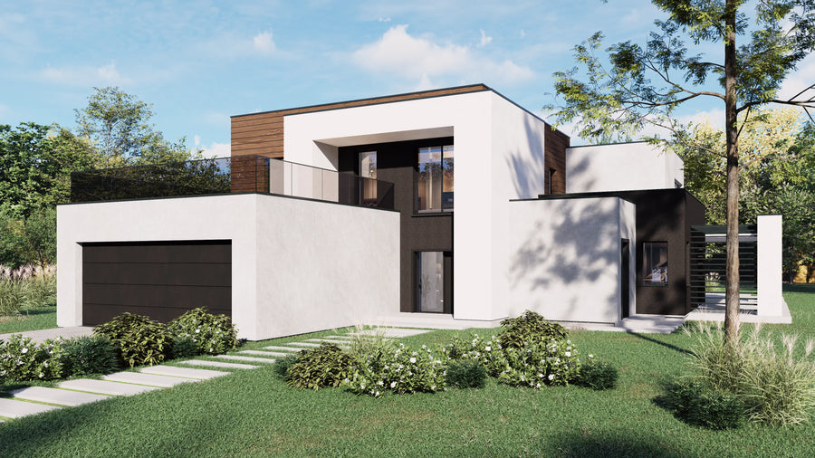 Proiect Casă  – Randare 3D Fațadă Principală | arhi-MAG