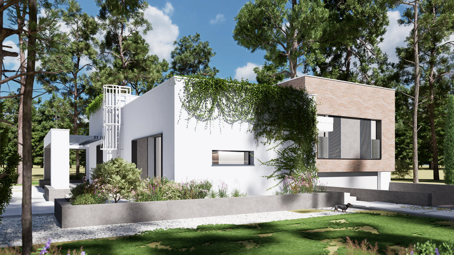 Proiect Casă  – Randare 3D Fațadă Principală | arhi-MAG